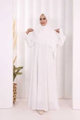 Eşarplı Elbise 6059 Ekru thumbnail 2