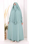 Peçeli Cilbab Model Elbise 6063 Mint thumbnail 1