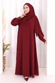 Eşarplı Elbise 6059 Mürdüm thumbnail 2