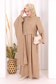 Pelerinli Elbise 6068 Vizon thumbnail 2