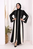 Dubai Biyeli Fermuarlı Ferace 7050 Siyah thumbnail 1