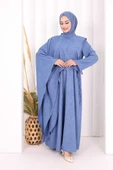 Pelerinli Elbise 6068 İndigo thumbnail 1
