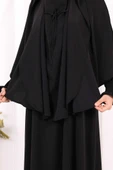 Peçeli Cilbab Model Elbise 6063 Siyah thumbnail 6