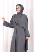 Çapraz Bağlamalı İpli Elbise 6083 Antrasit thumbnail 5
