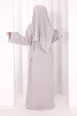 Dantelli Namaz Feracesi 6093 Gri thumbnail 3