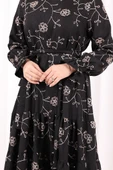 Çiçekli Nakışlı Elbise 6091 Vizon thumbnail 7