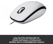 (OUTLET) Logitech M100 Kablolu 1.000 Dpi USB Optik Mouse - Beyaz thumbnail 2