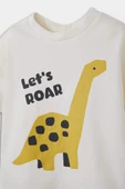Defacto F3479A5ER134 Ekru Erkek Bebek 2'li Takım Dinozor Baskılı Kısa Kollu Tişört Eşofman Altı thumbnail 3