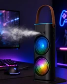 Rgb Işıklı Spreyli Masa Fanı Çift Motorlu Güçlü Üflemeli Taşınabilir Fan thumbnail 1