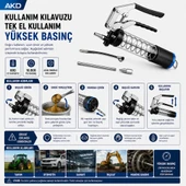 Gres Pompası 600 CC Şeffaf Gres Tabancası Tek El Profesyonel Yeni Nesil thumbnail 5