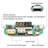 Çift USB 5V 2.4A Ledli Micro Type-C Powerbank Modülü thumbnail 5