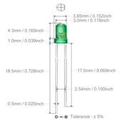 3mm Led Yeşil Diyot Diffused 1 Adet thumbnail 5