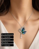 Butterfly Renkli Kanatlı Kadın Kolye Paslanmaz Çelik Hediye Kolyesi thumbnail 1