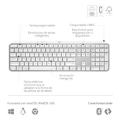 Logitech MX Keys S - Açık Gri, İspanyolca QWERTY düzeni thumbnail 5