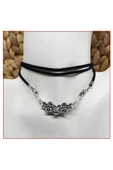 Süet - Antik Gümüş Kadın Choker thumbnail 2