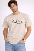 Unisex Tişört Smile Baskılı Basic Oversize Günlük Rahat %100 thumbnail 8