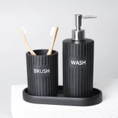 Selim Dekor Grooved Banyo Seti Siyah thumbnail 8