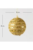 Simli Yılbaşı Topu 3lü Paket Dore 8x8cm thumbnail 6