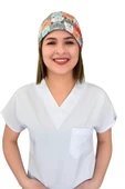 Turuncu Kediler Desenli Cerrahi Bone B91 thumbnail 3