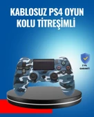 Bluetooth Kablosuz Ps4 Gamepad Çift Motorlu Siyah Controller thumbnail 1