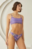 Renkli Çizgi Desenli Tek Üst Bikini thumbnail 3