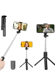 Tripod Selfie Çubuğu Bluetooth Kumandalı Kablosuz Led Işıklı thumbnail 4