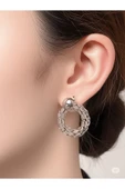 FAMEMUS ACCESSORY Çelik Örgü Halka Küpe thumbnail 2
