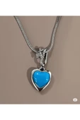 FAMEMUS ACCESSORY Çelik Mavi Kalp Orb Kolye thumbnail 4