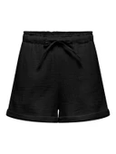 Only   ONLTHYRA SHORT STRING SHORTS CS WVN Kadın Siyah Şort - 15373387 thumbnail 1