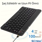 ScHitec Bluetooth Klavye + 2,4 Ghz+Bluetooth Mouse Seti Type-C Şarjlı Pembe thumbnail 8