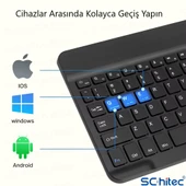 ScHitec Bluetooth Klavye + 2,4 Ghz+Bluetooth Mouse Seti Type-C Şarjlı Pembe thumbnail 6