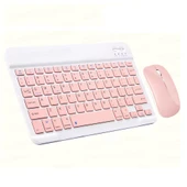 ScHitec Bluetooth Klavye + 2,4 Ghz+Bluetooth Mouse Seti Type-C Şarjlı Pembe thumbnail 1