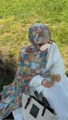 Pamuklu Garden Desen Şal-Orange thumbnail 1