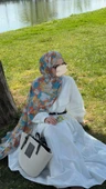 Pamuklu Garden Desen Şal-Orange thumbnail 2