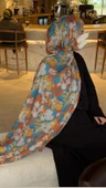 Pamuklu Garden Desen Şal-Orange thumbnail 3