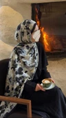 Pamuklu Garden Desen Şal-Siyah thumbnail 7