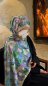 Pamuklu Garden Desen Şal-Bebe Mavi thumbnail 9