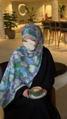 Pamuklu Garden Desen Şal-Bebe Mavi thumbnail 2