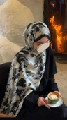 Pamuklu Garden Desen Şal-Siyah thumbnail 6