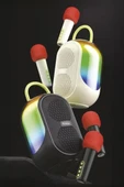 Bluetooth Hoparlör Çift Mikrofonlu Kablosuz Parti Speaker Beyaz thumbnail 4