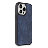 Apple İphone 15 Pro Max Kılıf Aras Deri Kapak - Lacivert thumbnail 2