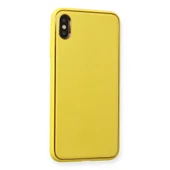 Apple İphone Xs Max Kılıf Coco Deri Silikon Kapak - Sarı thumbnail 3
