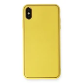 Apple İphone Xs Max Kılıf Coco Deri Silikon Kapak - Sarı thumbnail 1