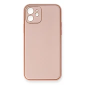 Apple İphone 12 Kılıf Coco Deri Silikon Kapak - Pembe thumbnail 1