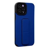 Apple İphone 12 Pro Max Kılıf Mega Standlı Silikon - Mavi thumbnail 2