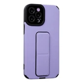 Apple İphone 12 Pro Max Kılıf Mega Standlı Silikon - Lila thumbnail 2