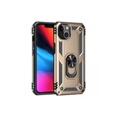 Apple İphone 13 Kılıf Sofya Yüzüklü Silikon Kapak - Gold thumbnail 1