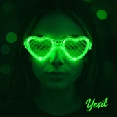 Yeşil LED Işıklı Kalp Gözlük – 3 Modlu Parti thumbnail 2