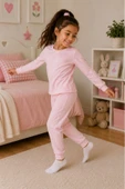 Soft Pink %100 Pamuk Basic Kız Çocuk Pijama Takımı thumbnail 6