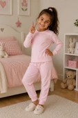Soft Pink %100 Pamuk Basic Kız Çocuk Pijama Takımı thumbnail 3